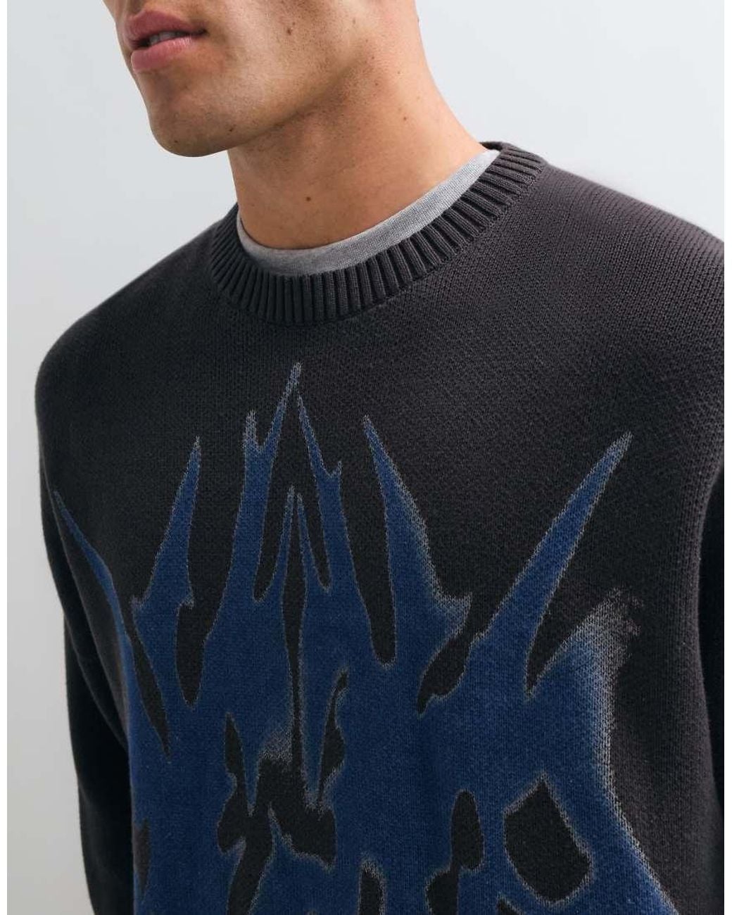Weekday Blue Oversized Jumper With Spike Graphic for men