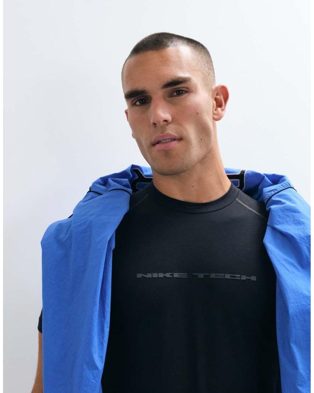 Nike Blue Tech Pro Chest Logo Muscle Fit T-Shirt for men