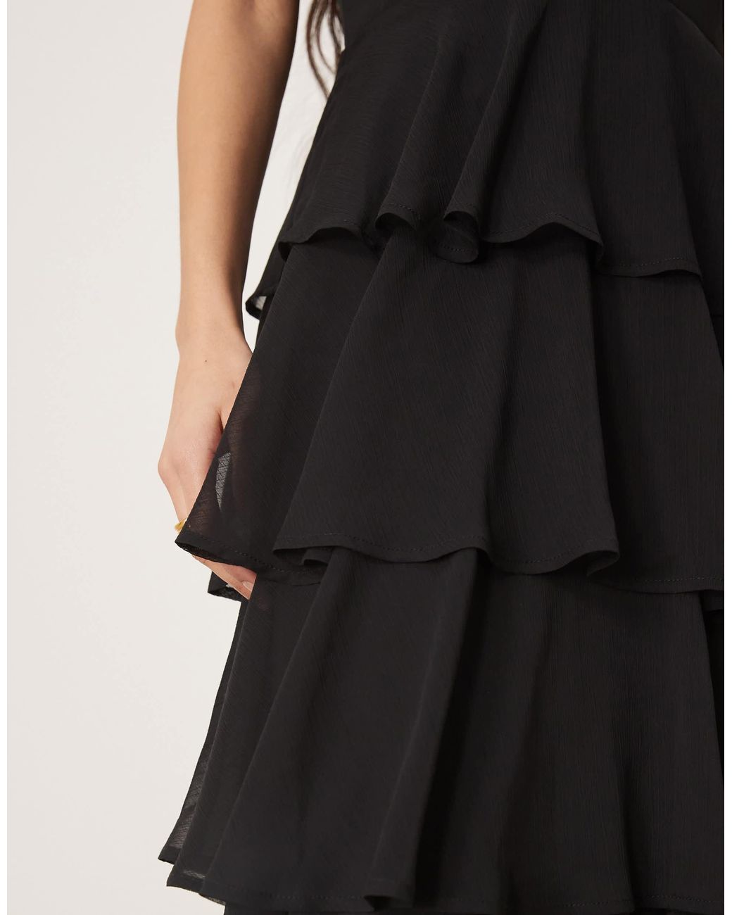Pretty Lavish Textured Ruffle Maxi Dress in Black | Lyst