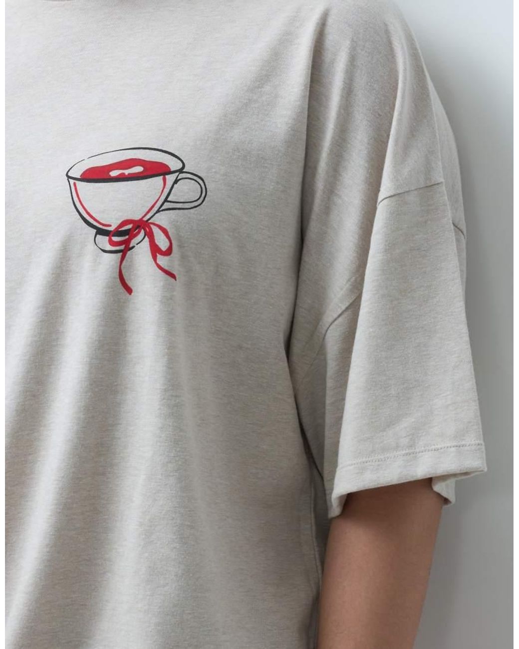 ASOS Red Asos Design Curve Oversized Tee And Wide Leg Pyjama Set With Tea Graphic