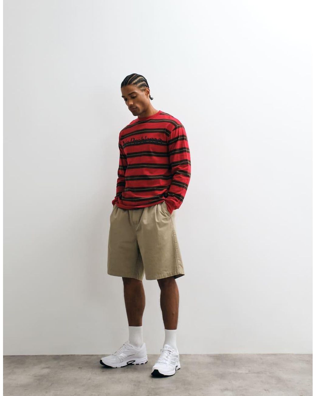No Problemo Red Long Sleeve Large Front Logo T-shirt for men