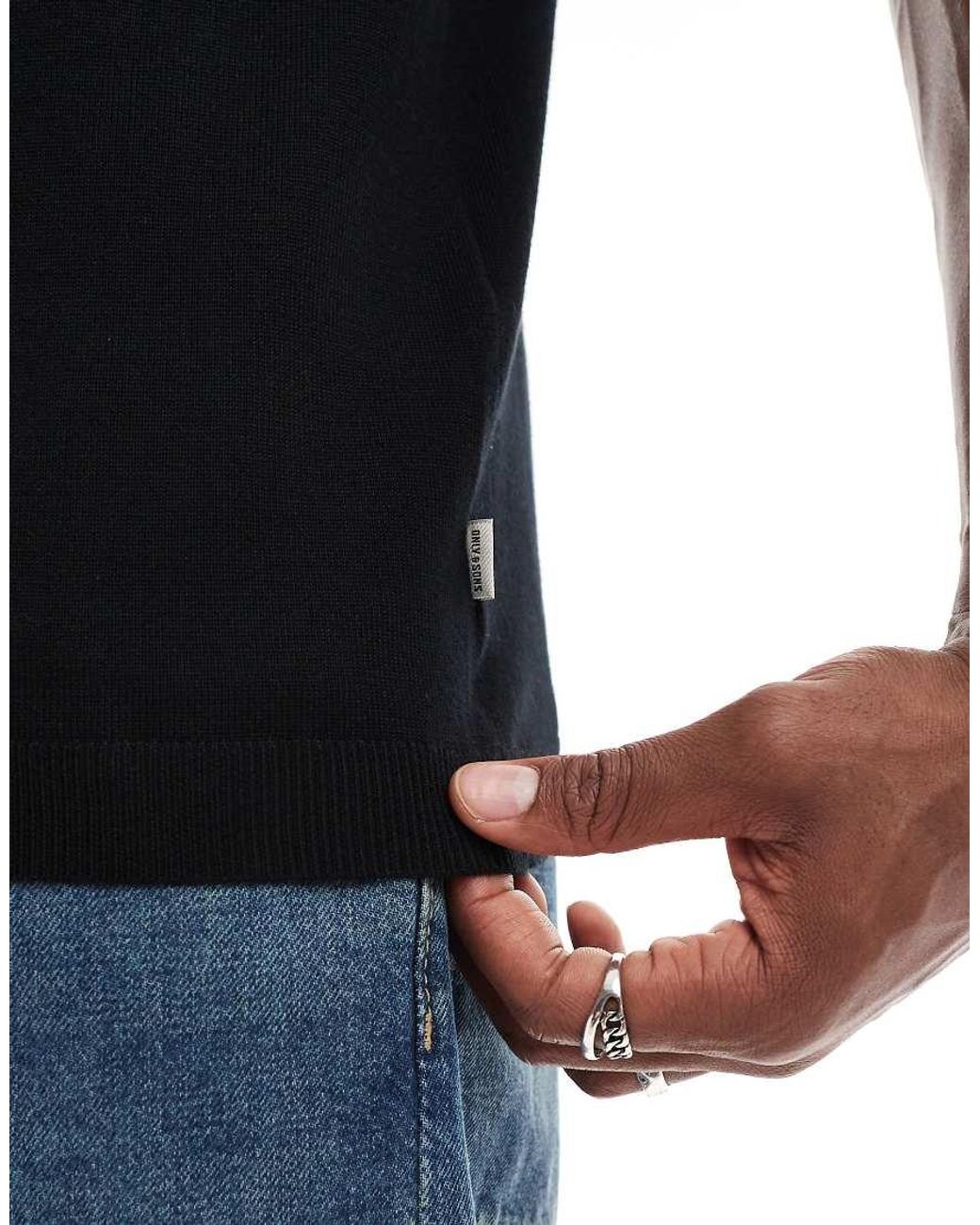 Polo De Punto De Only & Sons de hombre de color Black