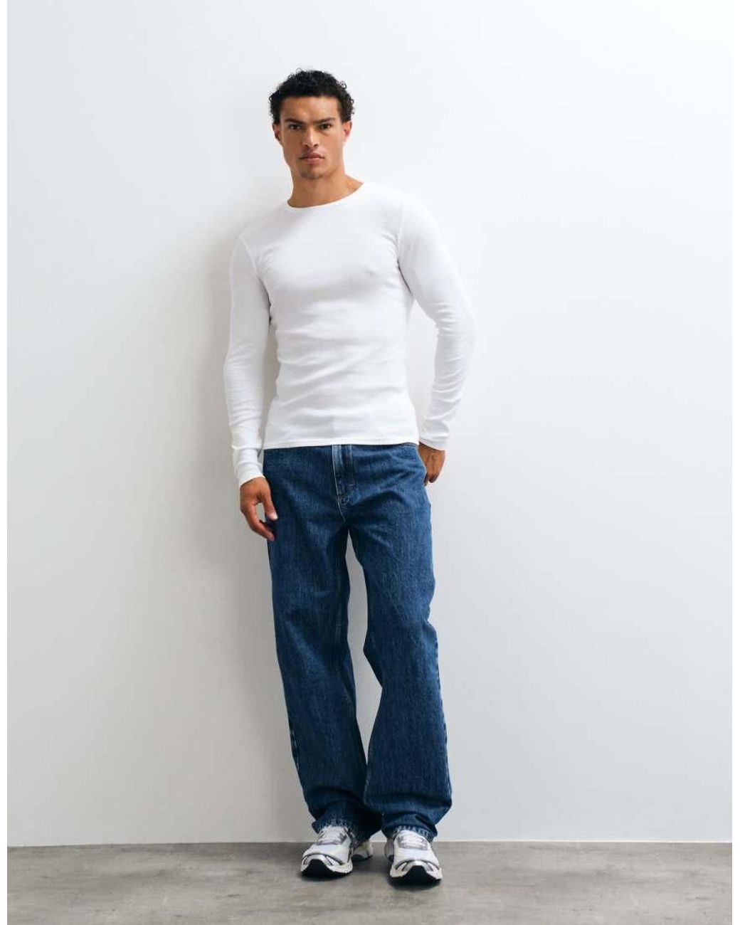 ASOS White Essentials Muscle Fit Long Sleeve T-shirt for men