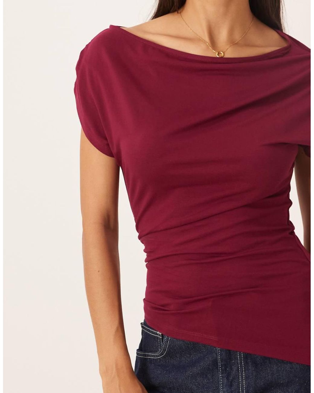 ASOS Slouchy Asymmetric Longline Gathered Top