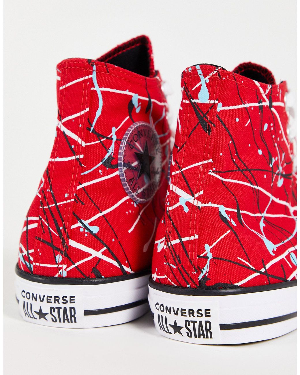 Chuck taylor all star hi - sneakers alta con motivo con schizzi di vernice,  colore universitàConverse in Gomma da Uomo colore Rosso | Lyst