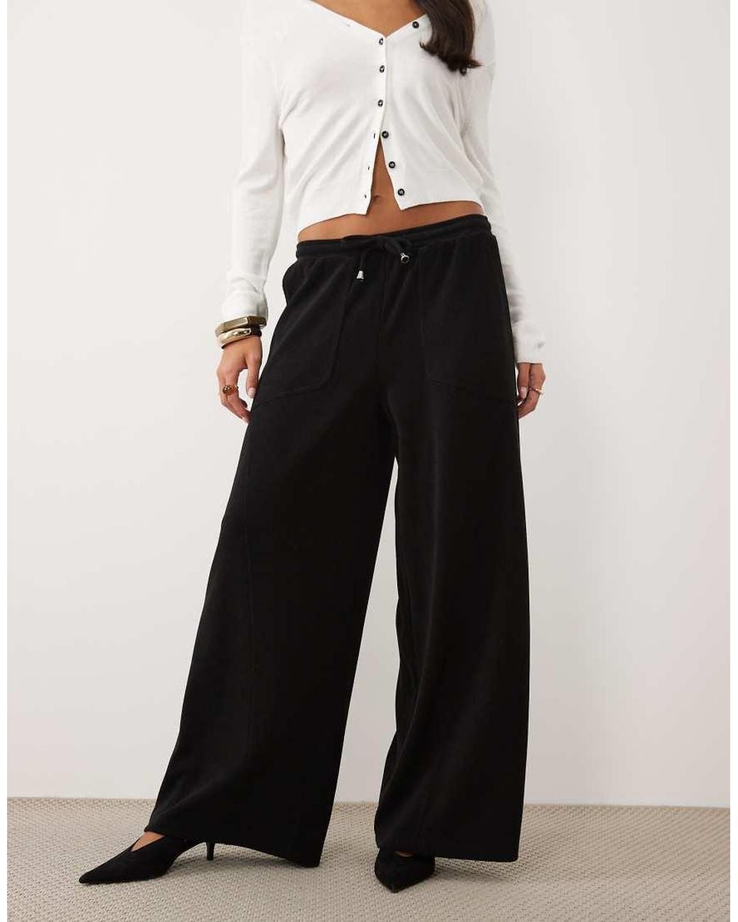 ASOS White Soft Cord Wide Leg Pant