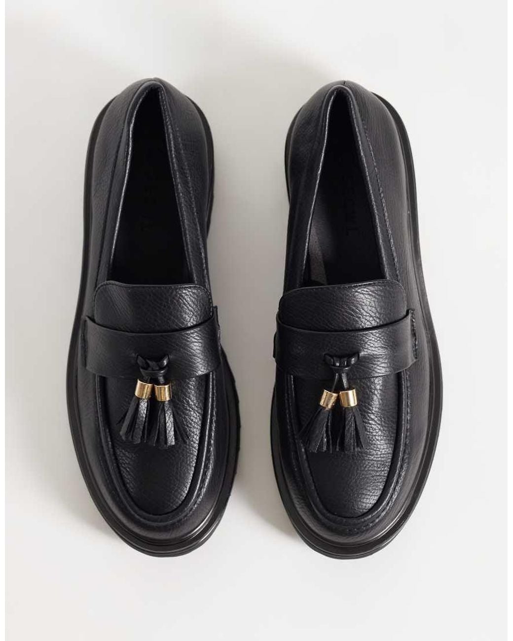 SEQWL Wide Fit Black Jeep Chunky Tassel Loafers