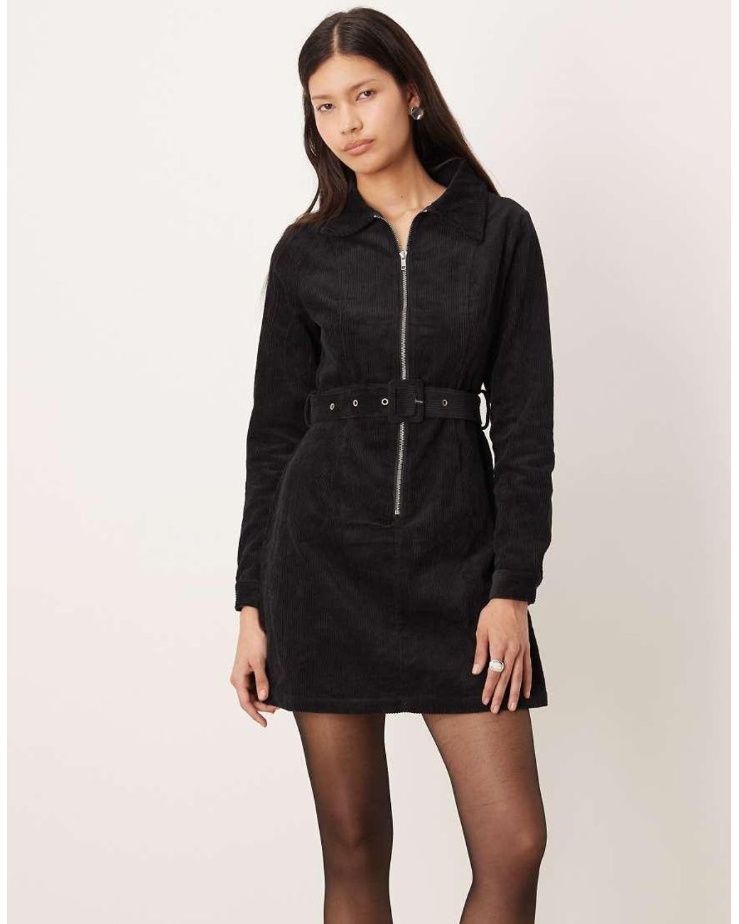 Glamorous Black Zipper Front Mini Dress