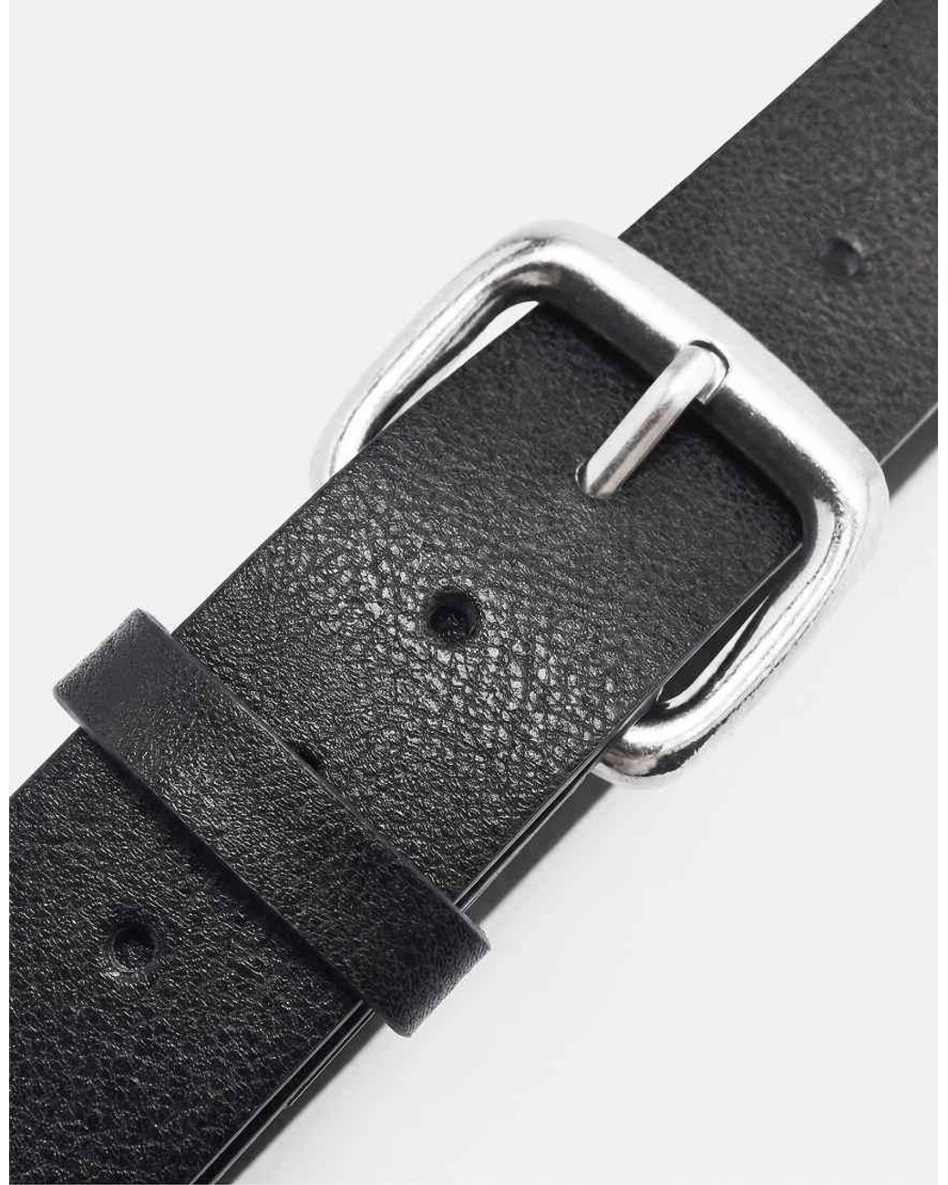 Pull&Bear Black Square Buckle Belt