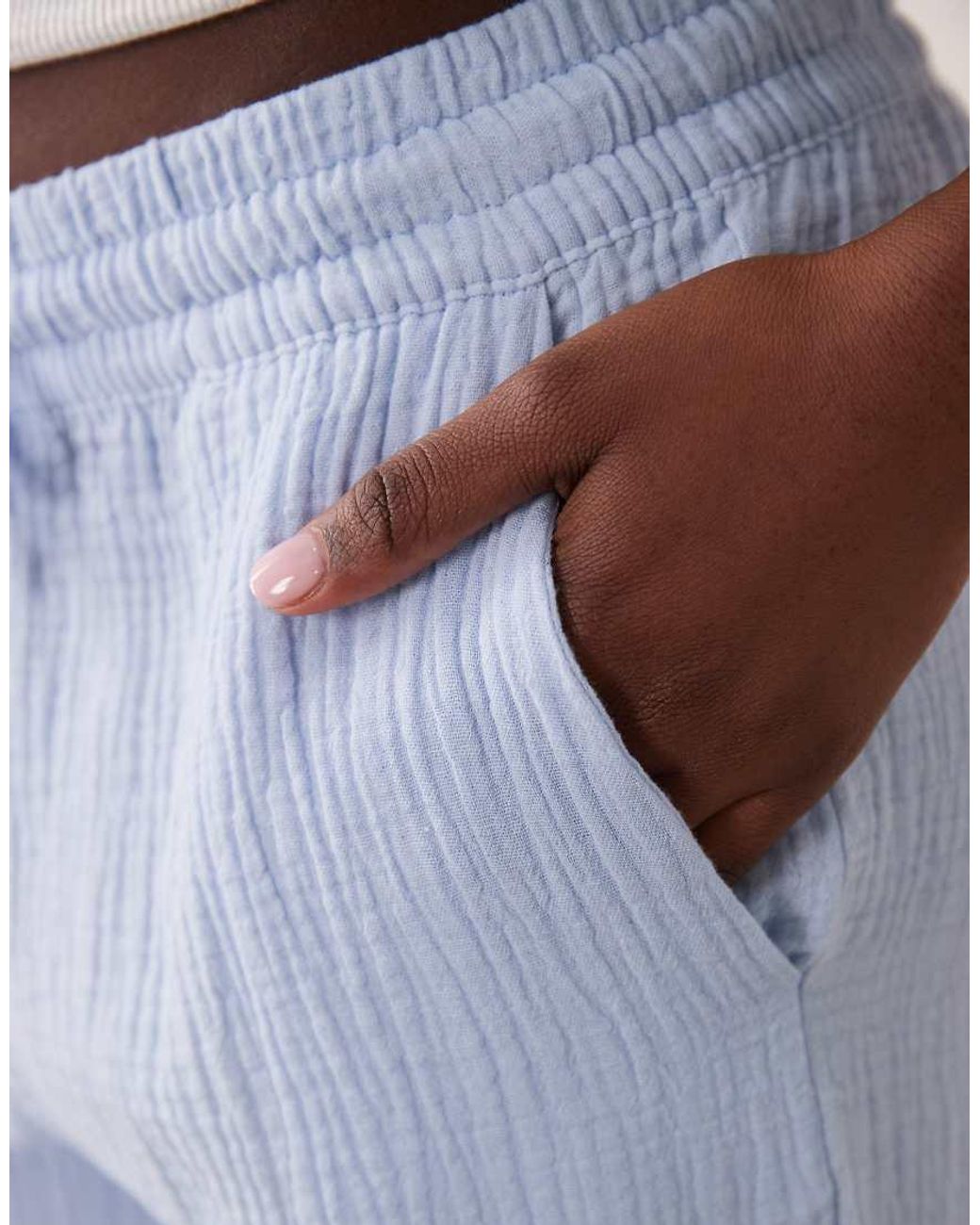 Jdy Blue Wide Leg Cheesecloth Trousers