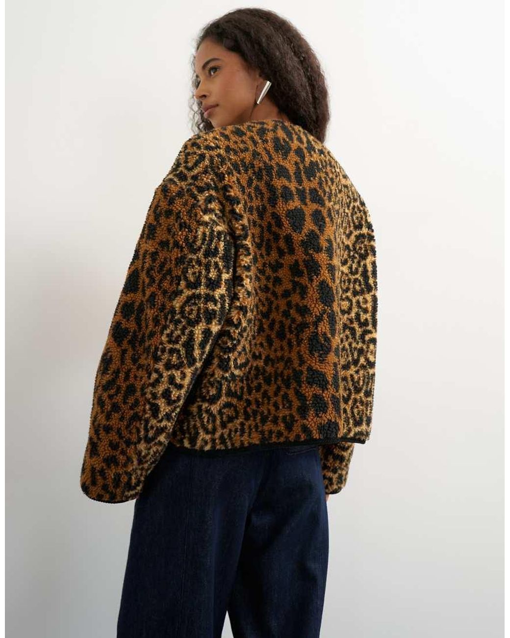 TOPSHOP Multicolor Collareless Cord Fleece Jacket