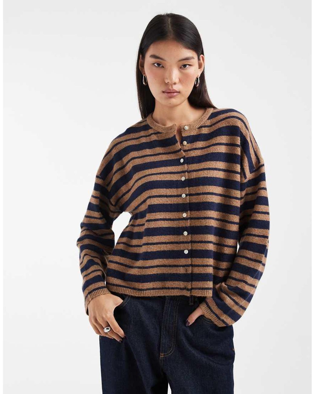 ASOS Black Fluffy Relaxed Crew Neck Cardigan