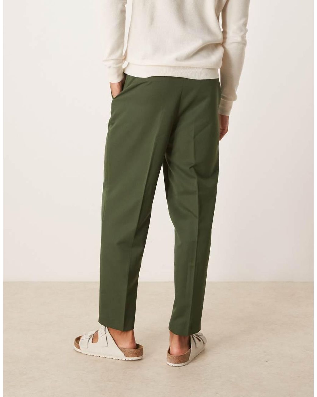 ASOS Green Smart Relaxed Tapered Fit Trousers for men