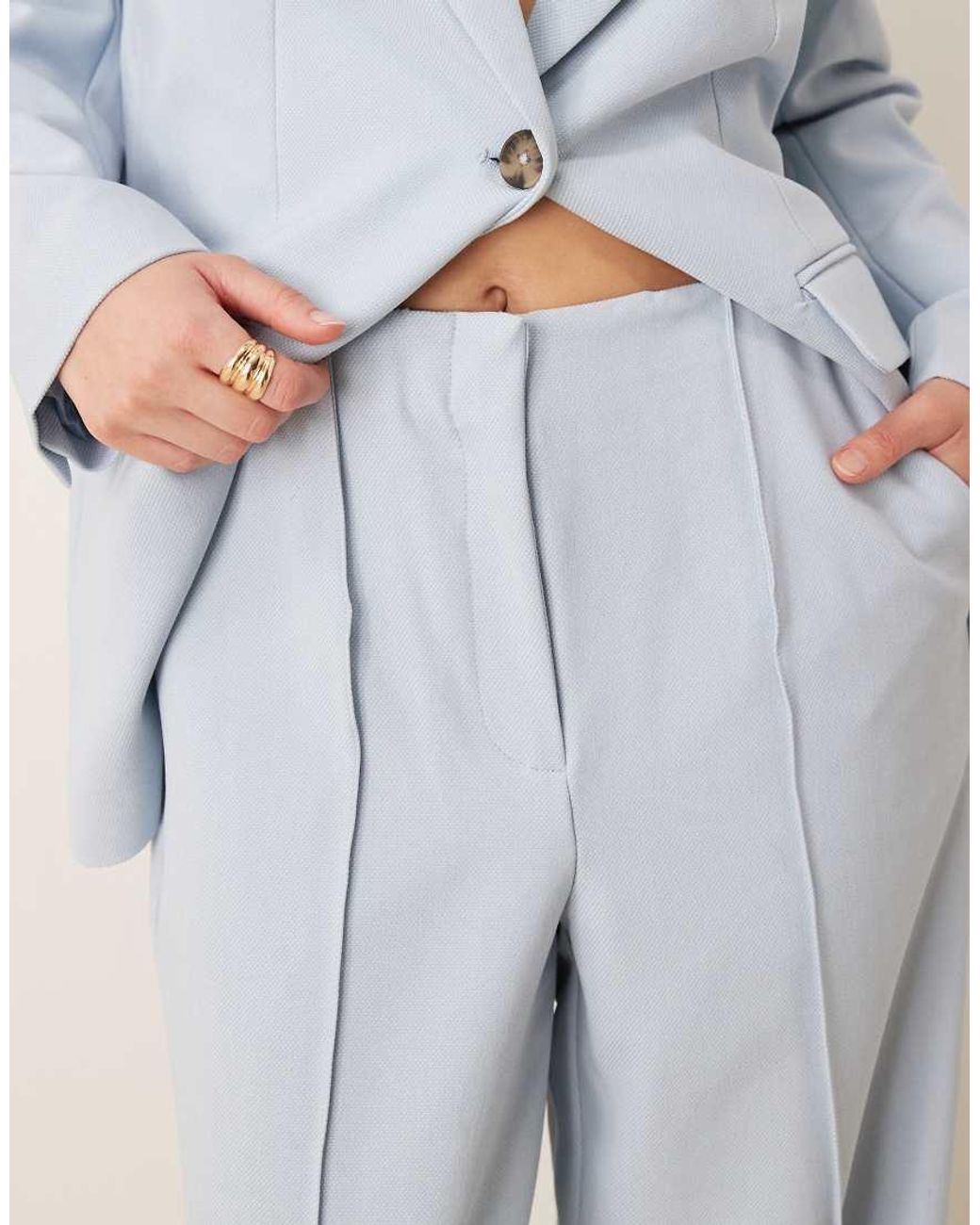 Y.A.S Blue High Waist Wide Leg Tailored Trouser Co-ord