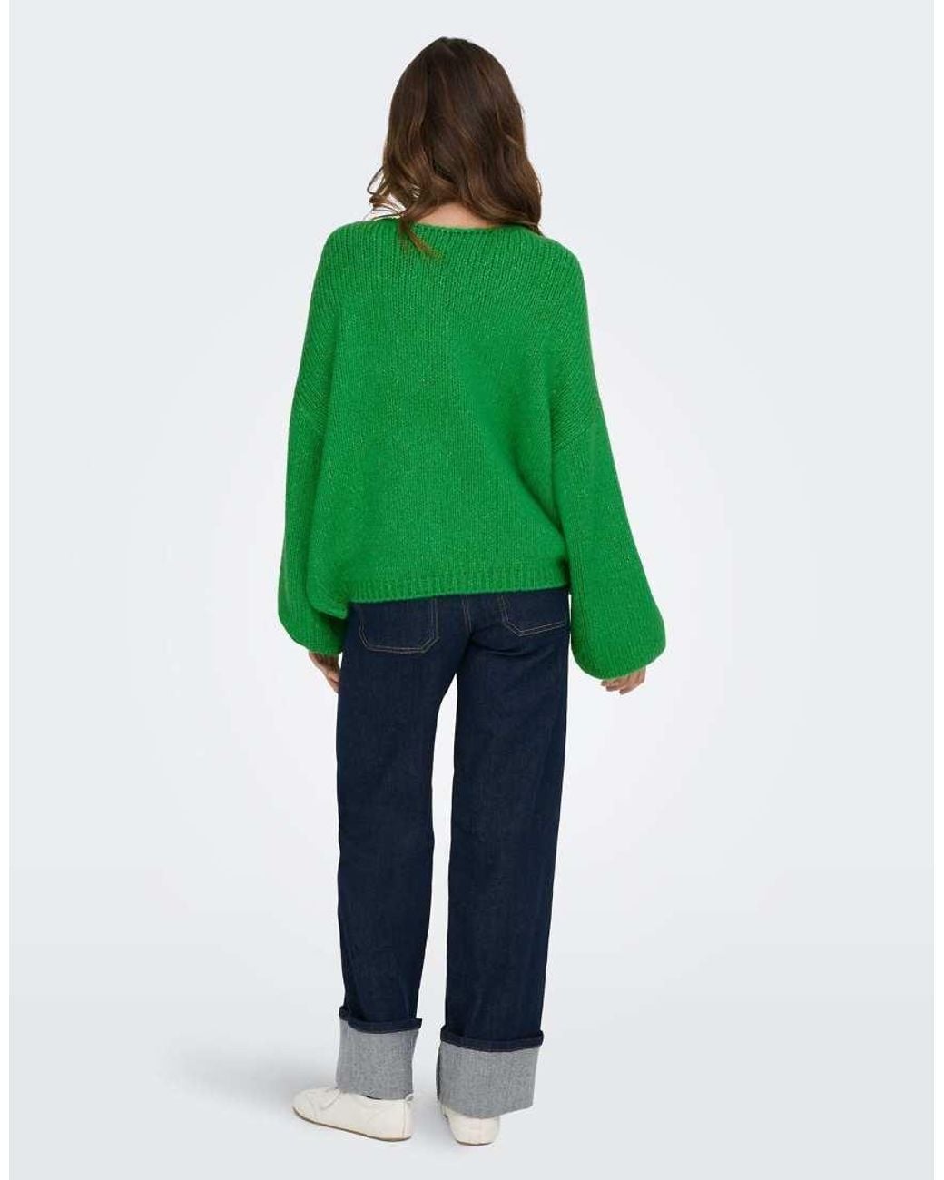 Jdy Green Dinea Long Sleeve Reversible Jumper