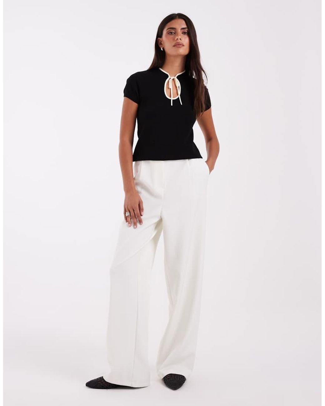ASOS Blue Tie Front Collared Top
