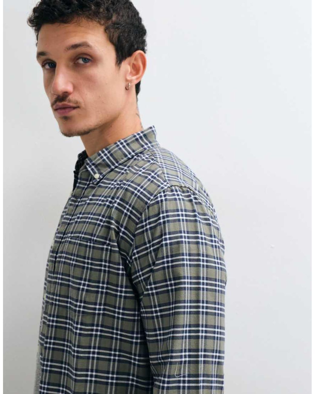 Gap Gray Oxford Checked Shirt for men
