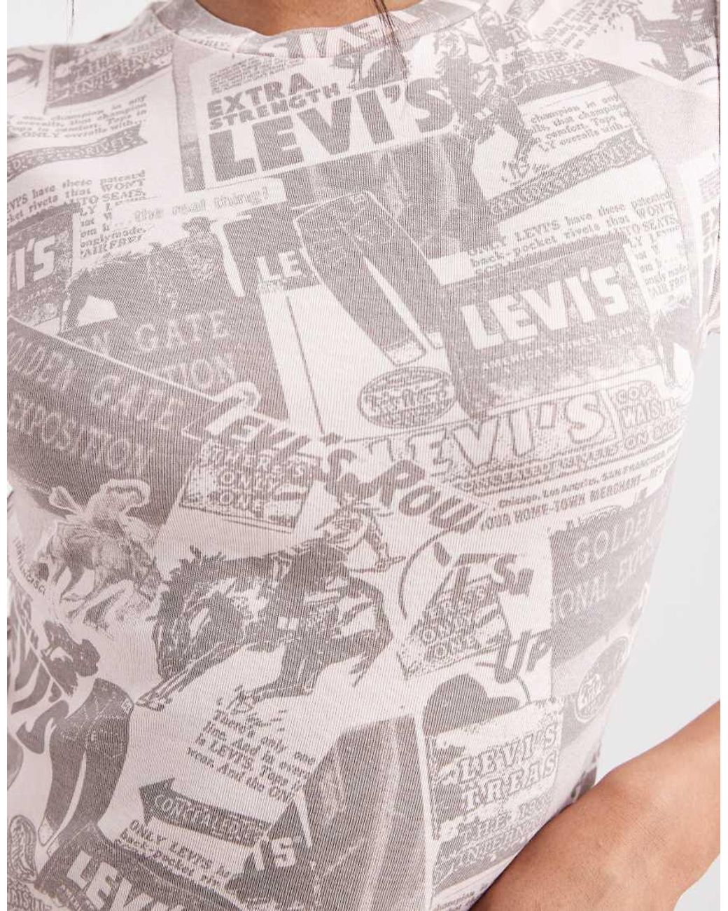 Levi's White Newspaper Graphic Baby Tee