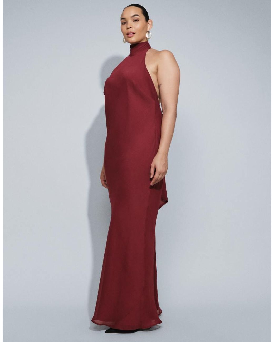 ASOS Red Asos Design Curve Tie Halter Neck Maxi Dress