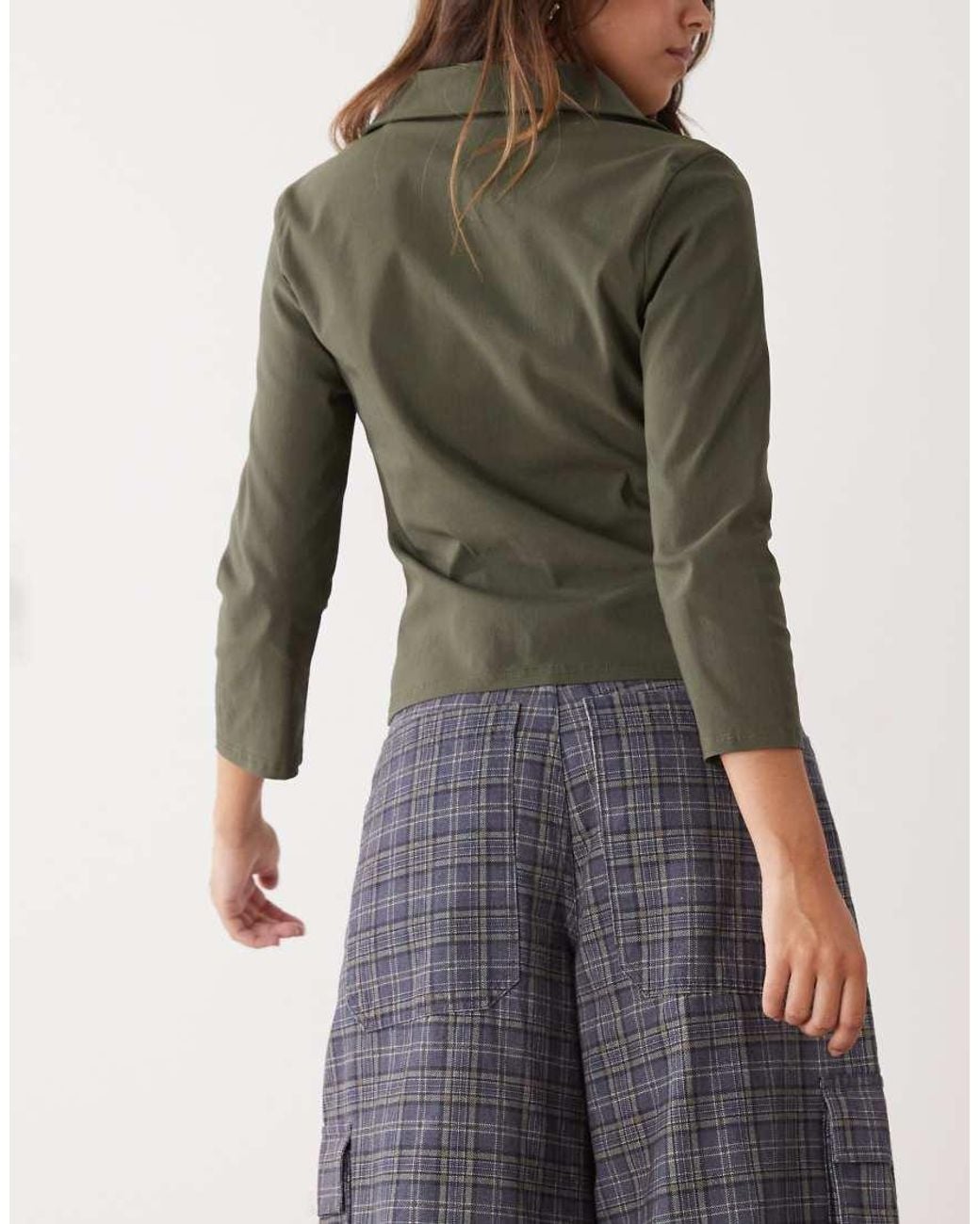 Collusion Green Bengaline Hook And Eye Shirt