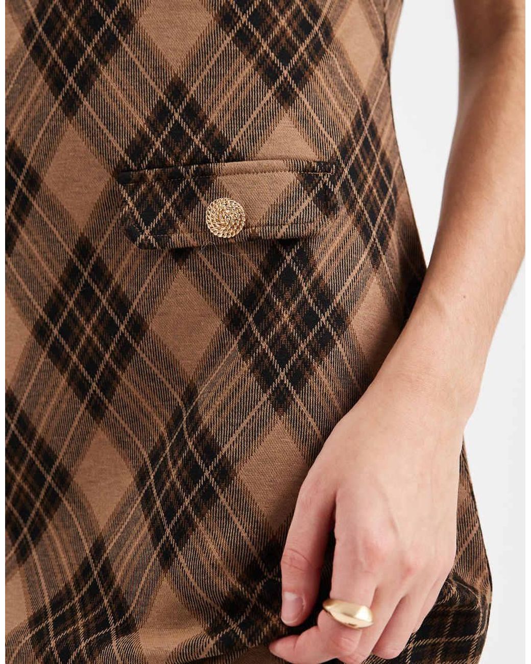 New Look Natural Check Jacquard Mini Dress