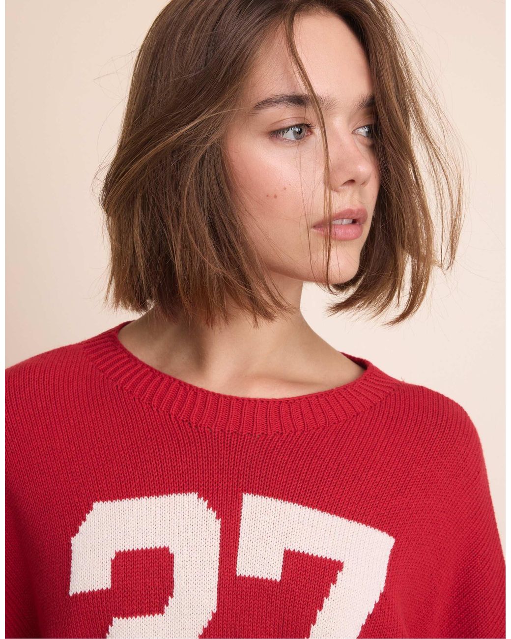 Stradivarius Red Number kurzer strickpullover