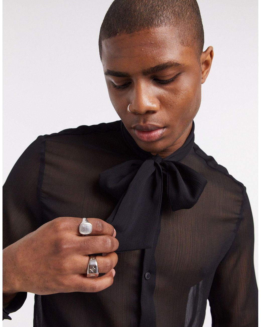 Camisa negra transparente ASOS de hombre de color Negro | Lyst