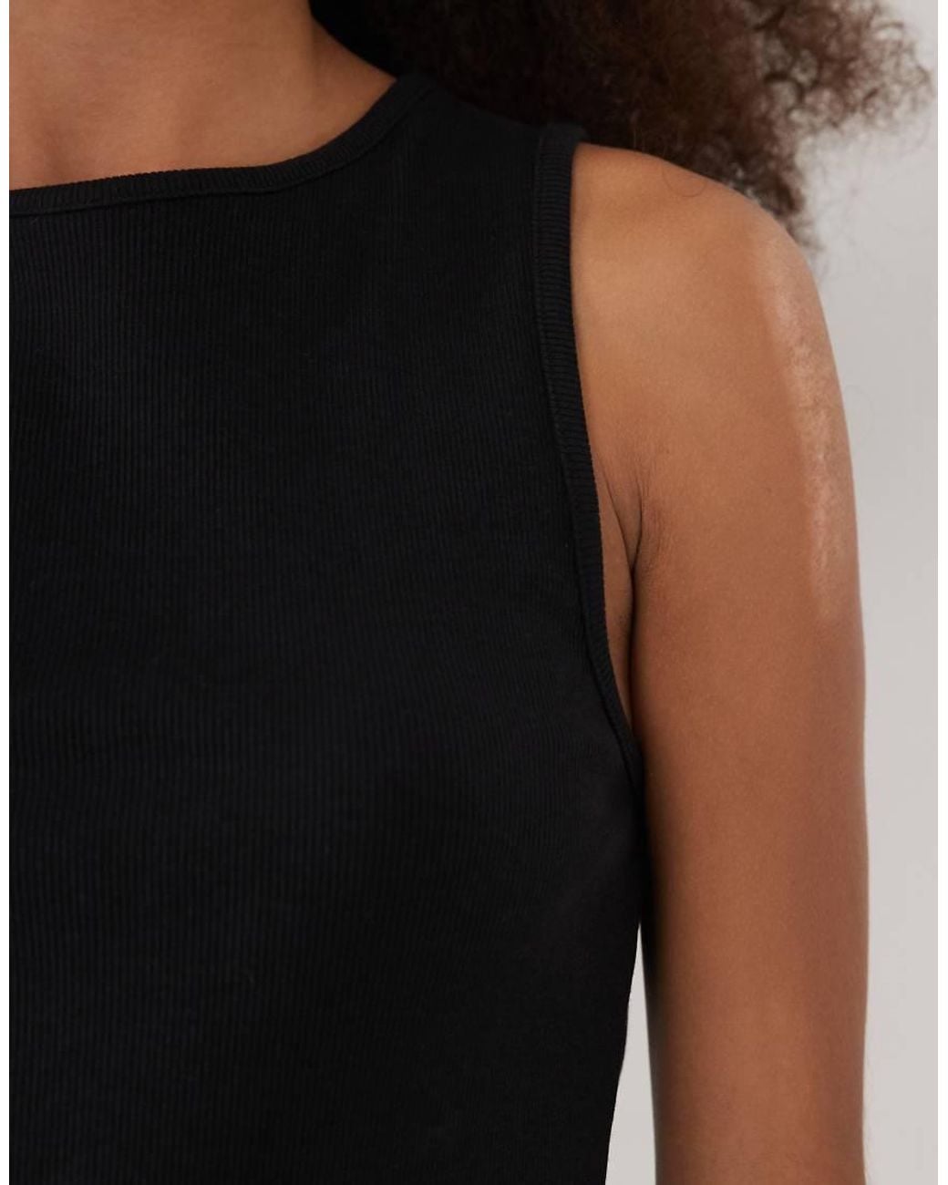 Mango Black Cotton Rich Ribbed Racer Vest
