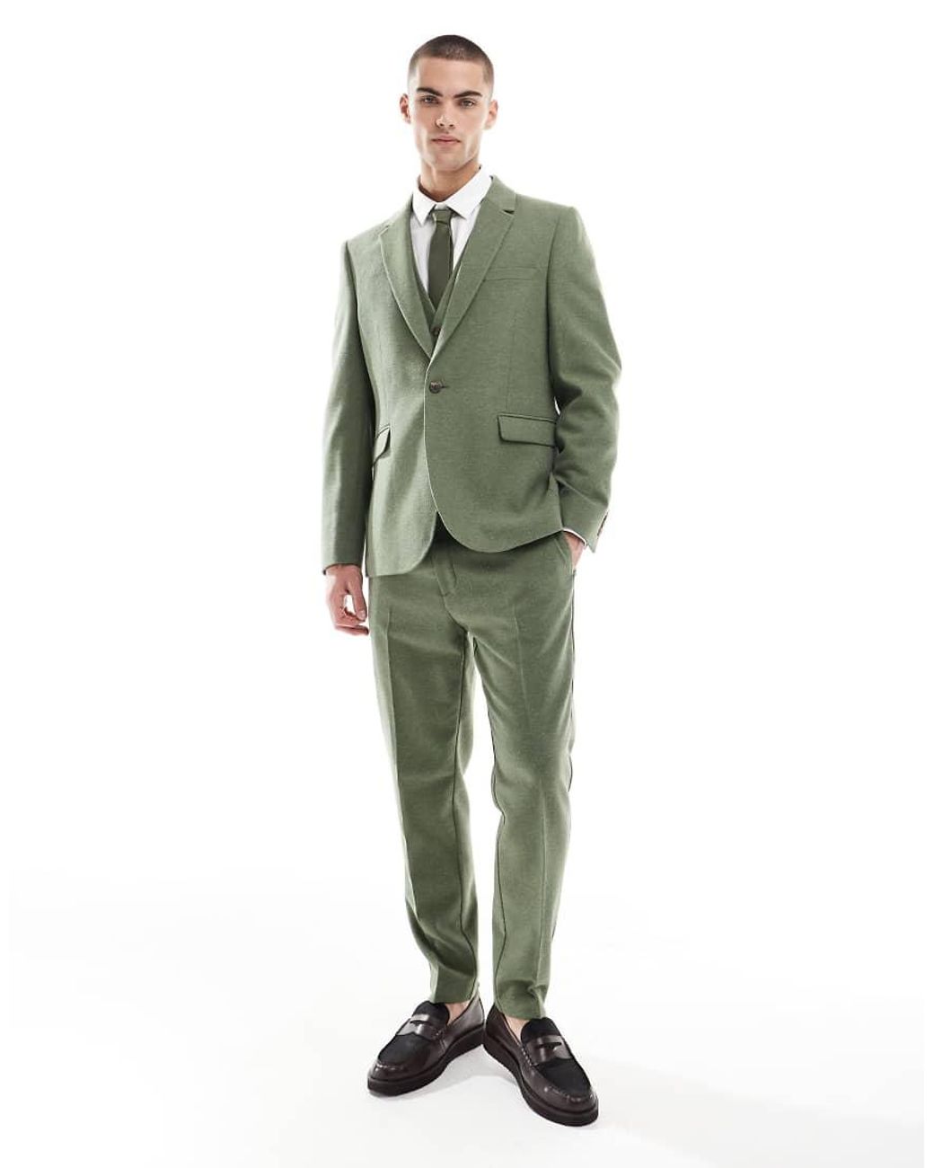 ASOS Green Slim Suit Jacket With Wool for men