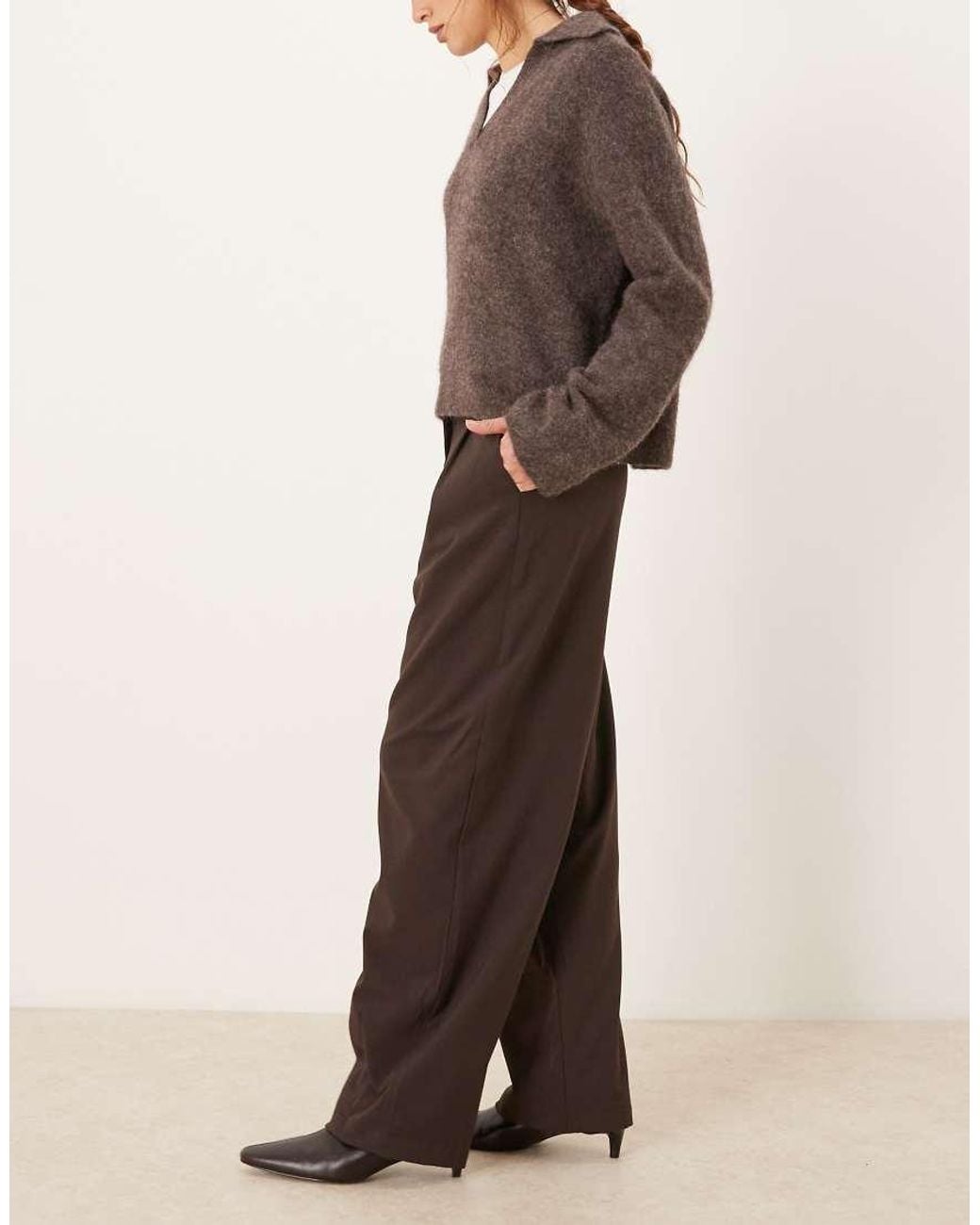 ASOS Natural Tailored Arch Barrel Trousers
