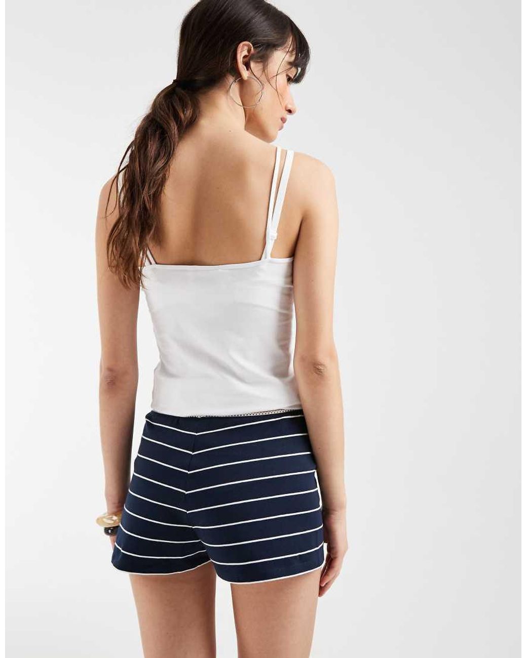 The Frolic White Exclusive Cotton Rich Lace Trim Bow Detail Micro Shorts