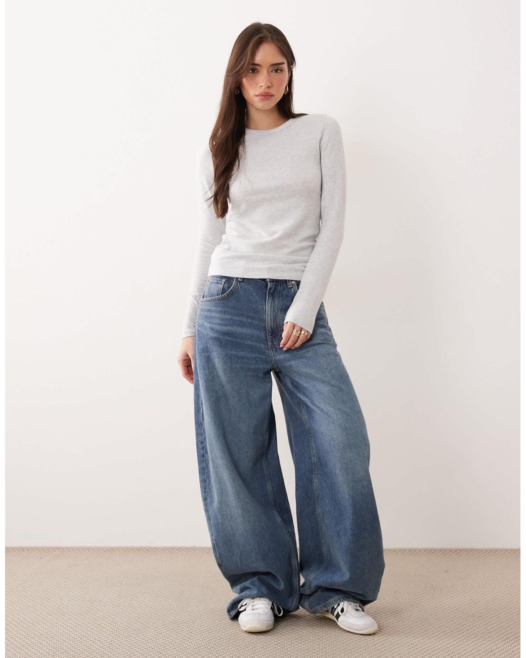 Abercrombie & Fitch White – weiches, langärmliges oberteil