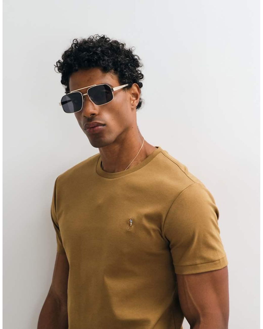 Polo Ralph Lauren Brown Icon Logo Short Sleeve Custom Slim Pima T-shirt for men
