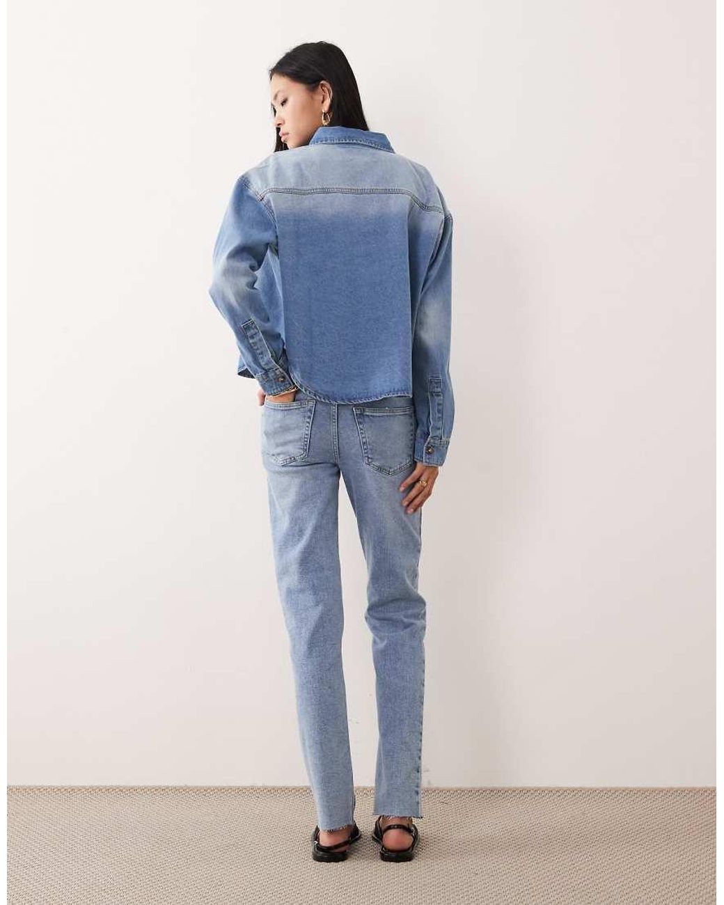JDY Tall Blue Lullu High Waist Straight Leg Jeans
