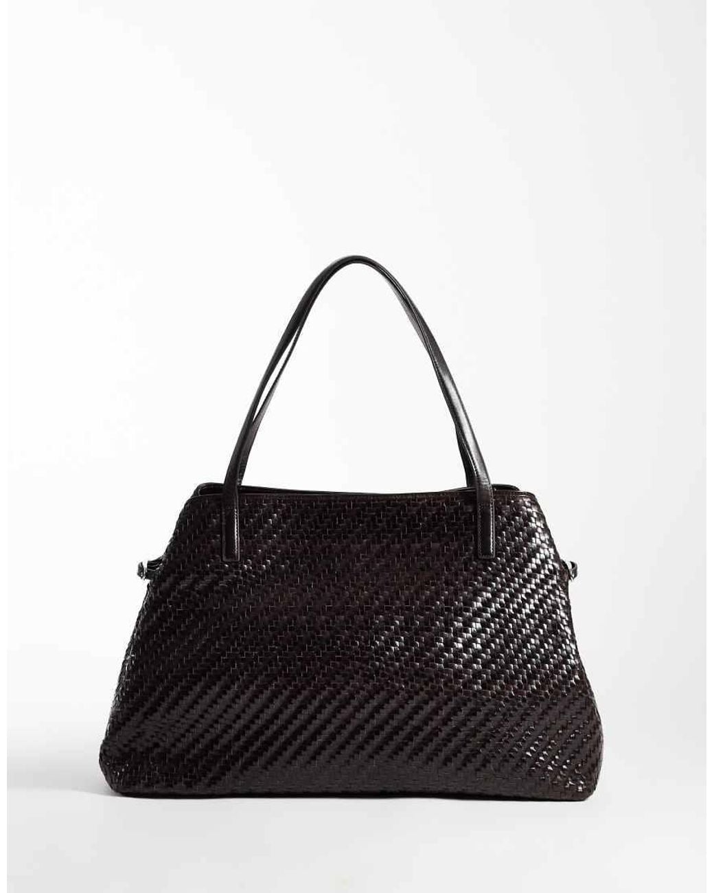 Vagabond Black Cannes Leather Woven Shoulder Bag