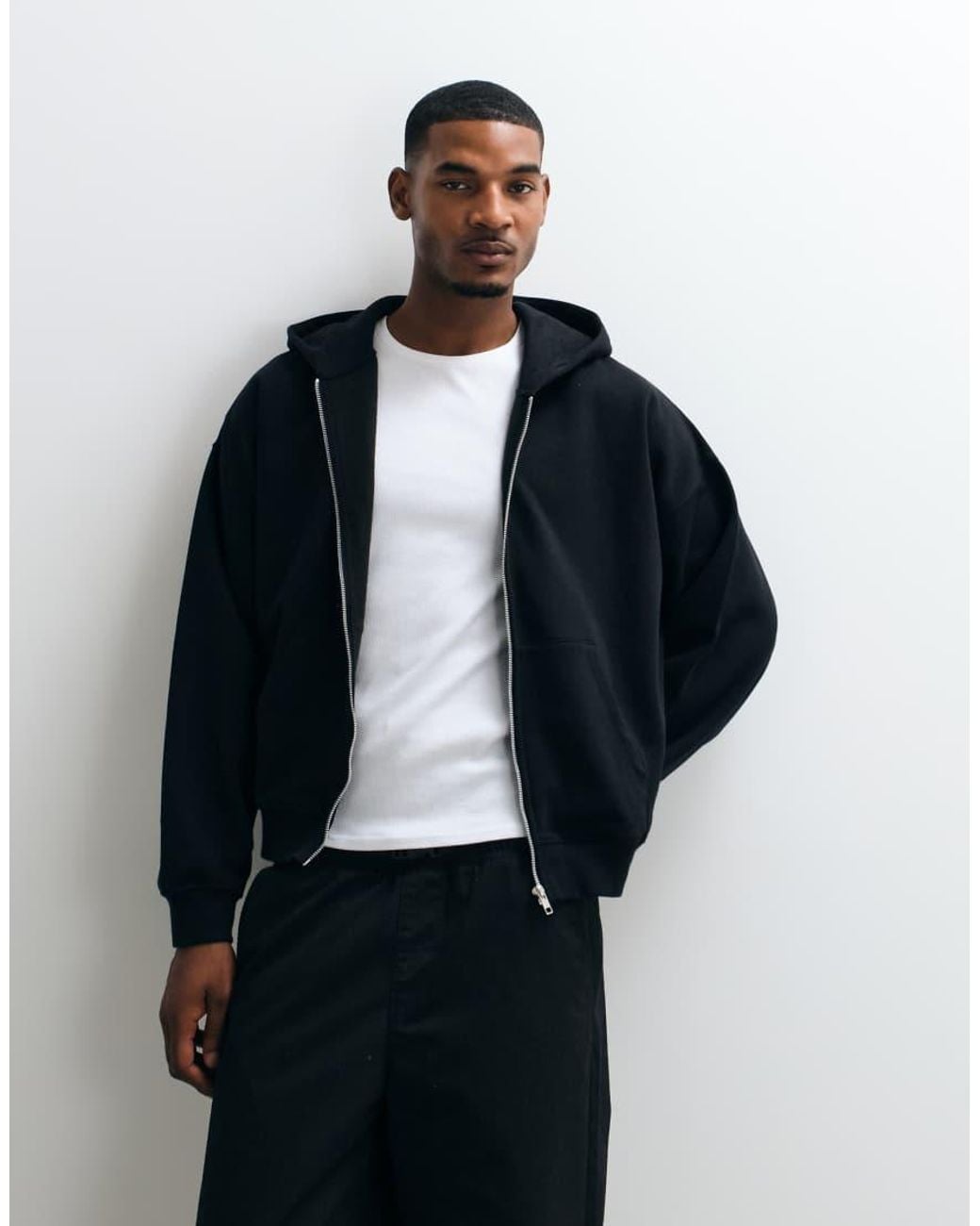 Collusion Blue Heavyweight Boxy Zip Through Hoodie for men