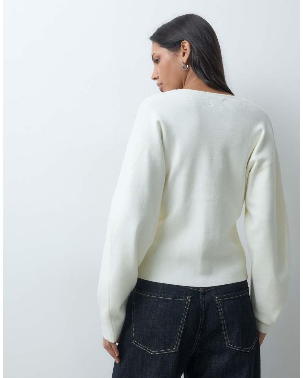 ASOS White V Neck Structured Cardigan