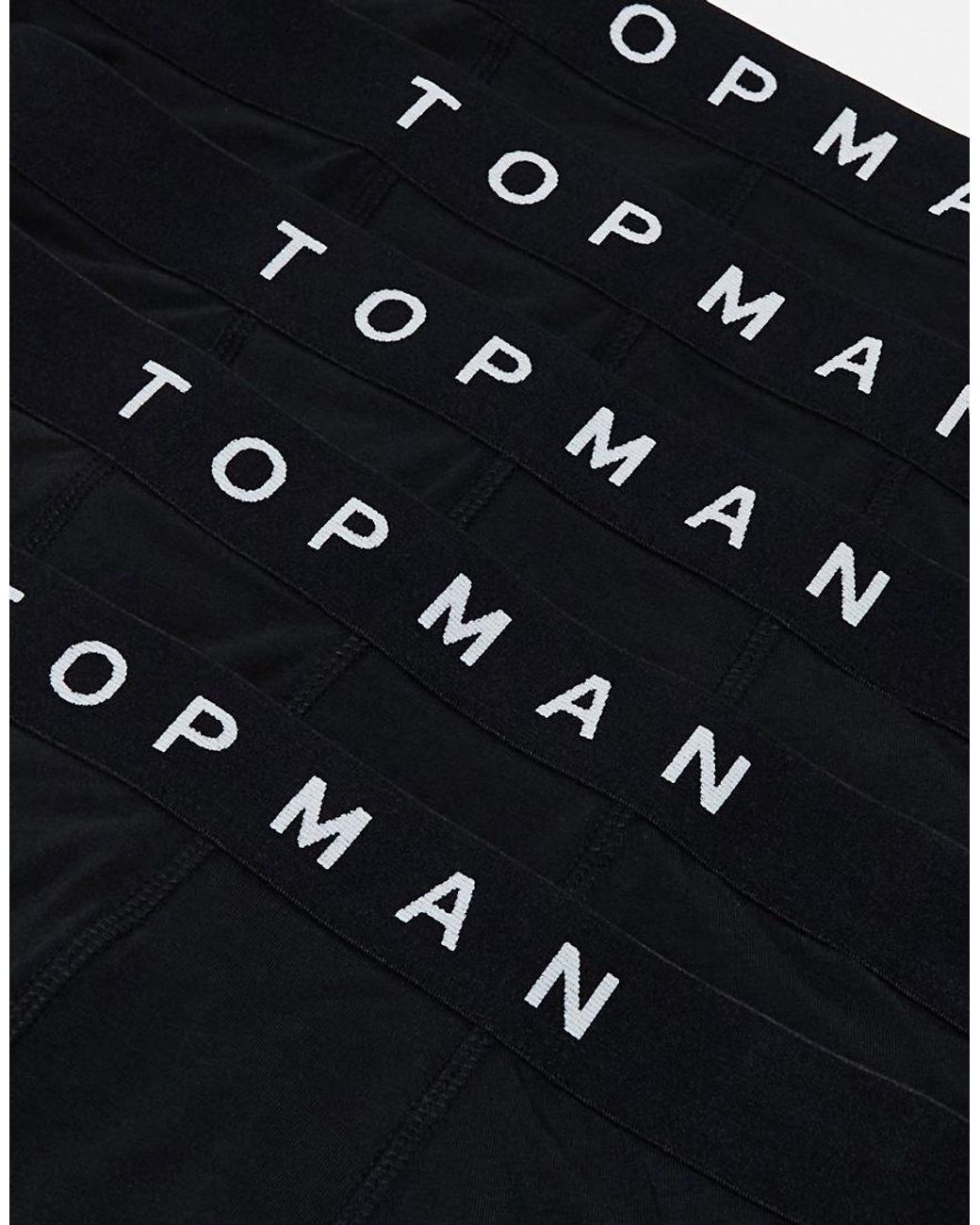 Pack De 5 Calzoncillos Negros Con Cinturilla Negra De Topman de hombre de color Black