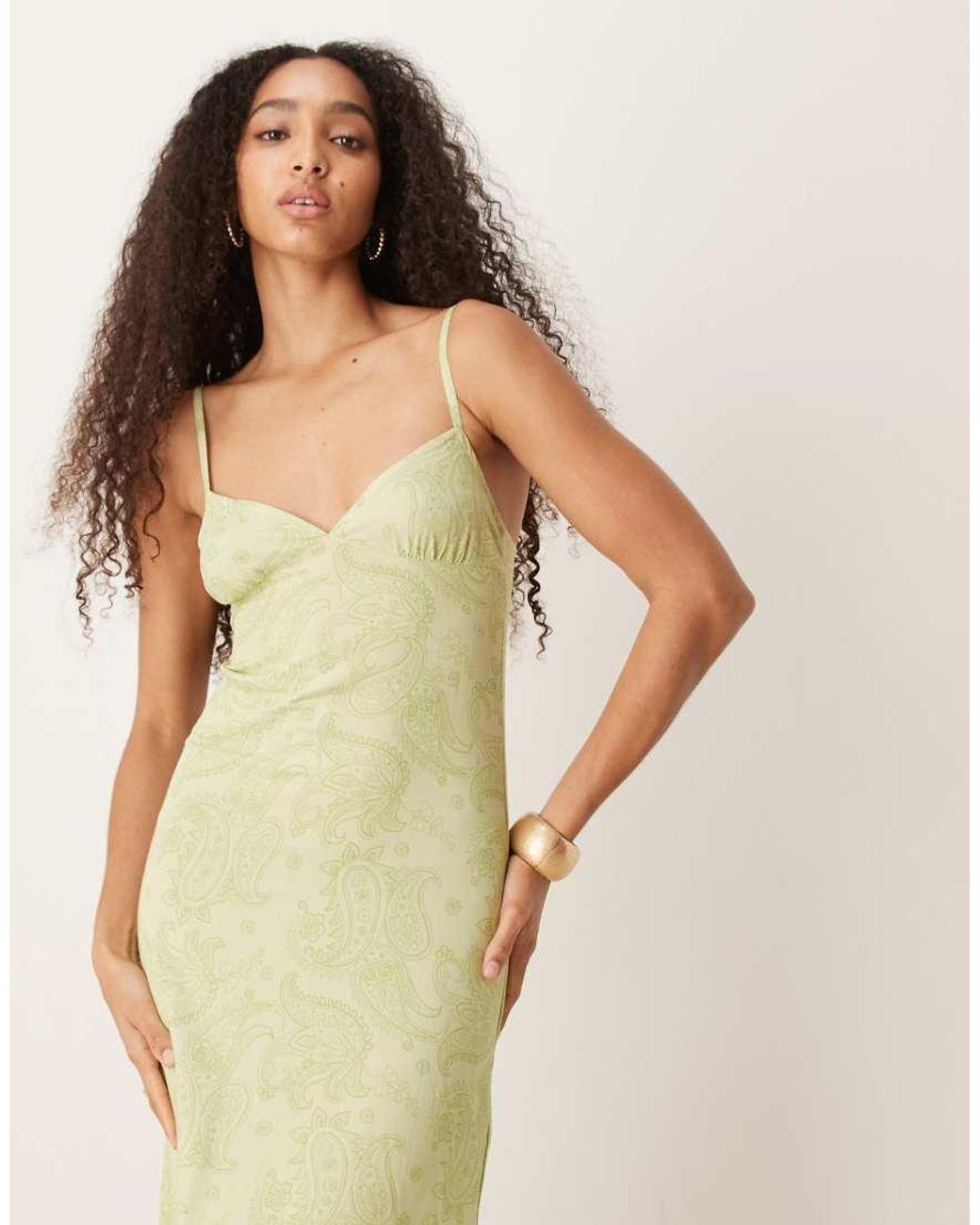 Motel Green Sastra Paisley Print Cami Midi Dress