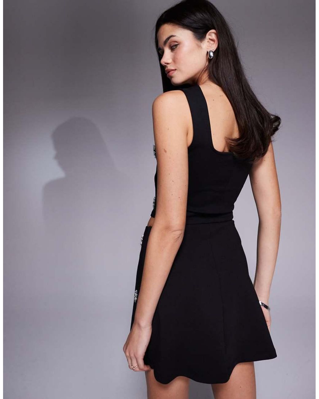 New Look Black Embellished Velvet Top