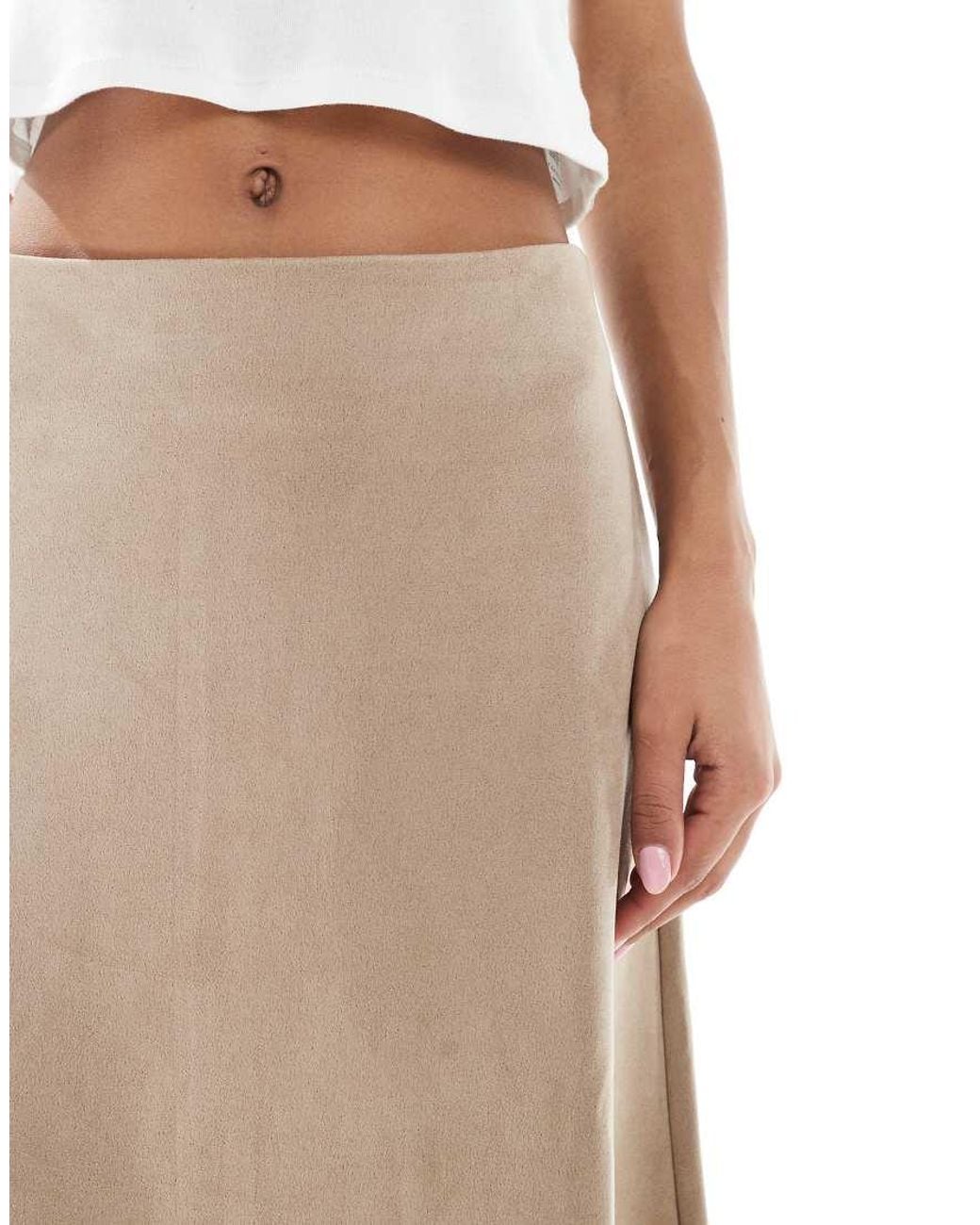 ONLY Natural Faux Suede Maxi Skirt