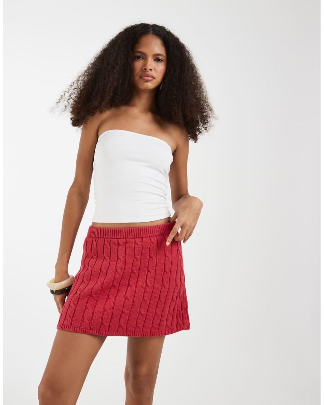 Gap Red Cotton Cable Knit Mini Skirt