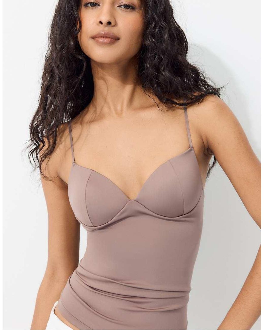 Stradivarius Gray Corsetry-Inspired Top
