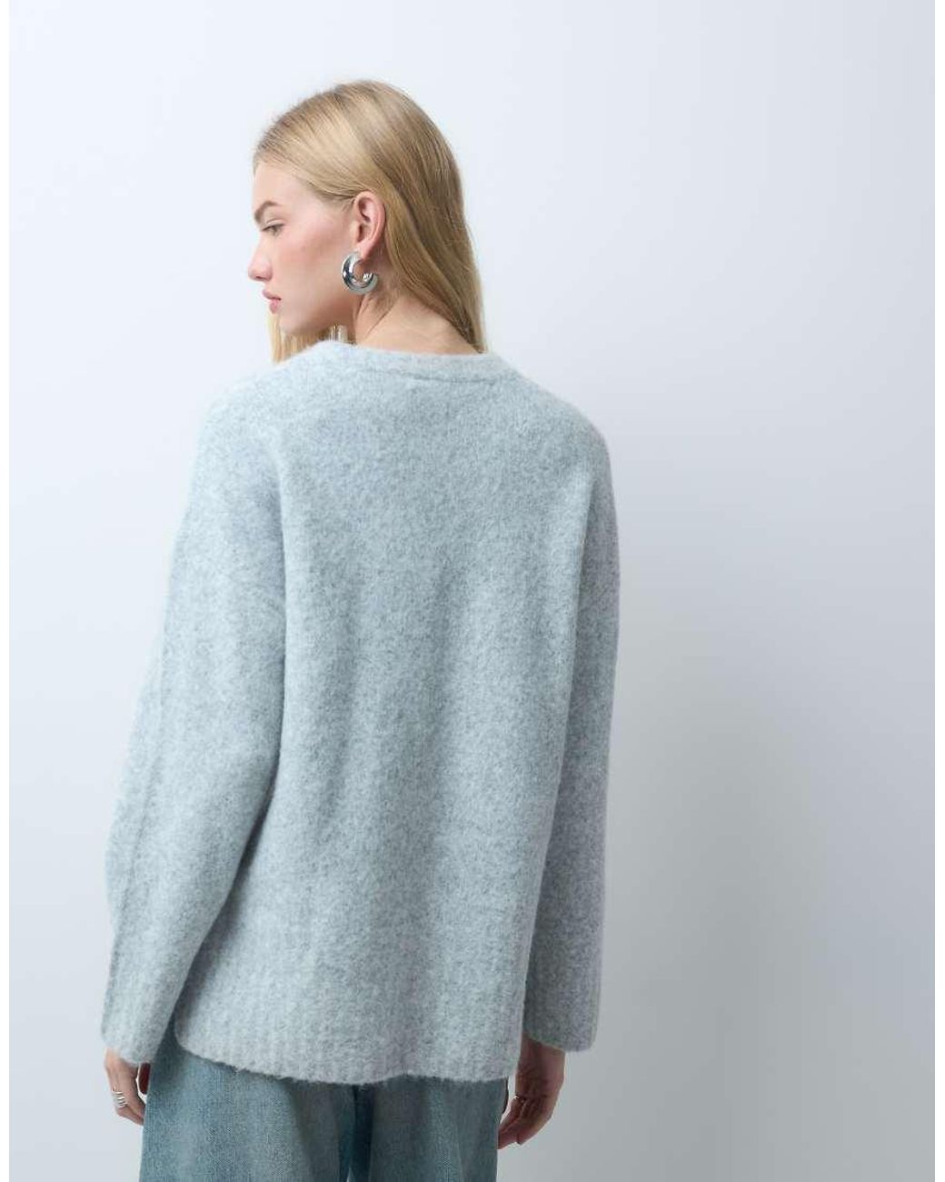 Pieces Blue Oversized Wool Blend Knitted Jumper