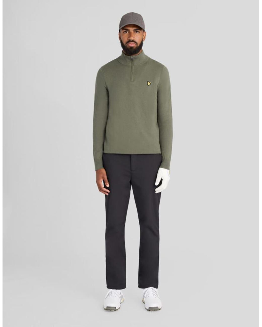 Lyle & Scott Green Mid Knits Golf Quarter Zip Jumper for men