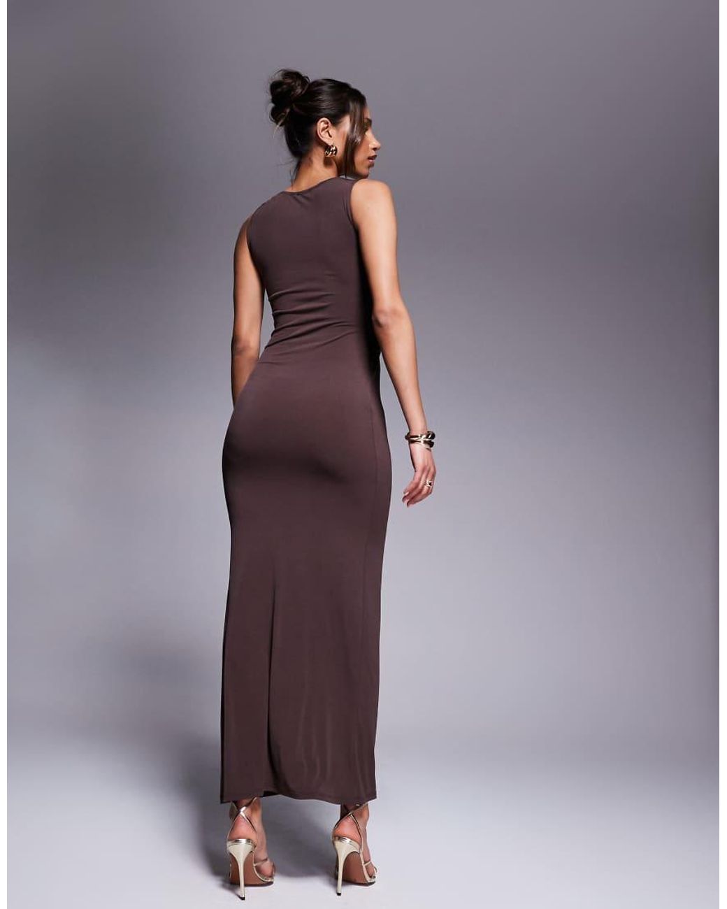 ASOS Purple Twist Hardware Detail Midi Dress