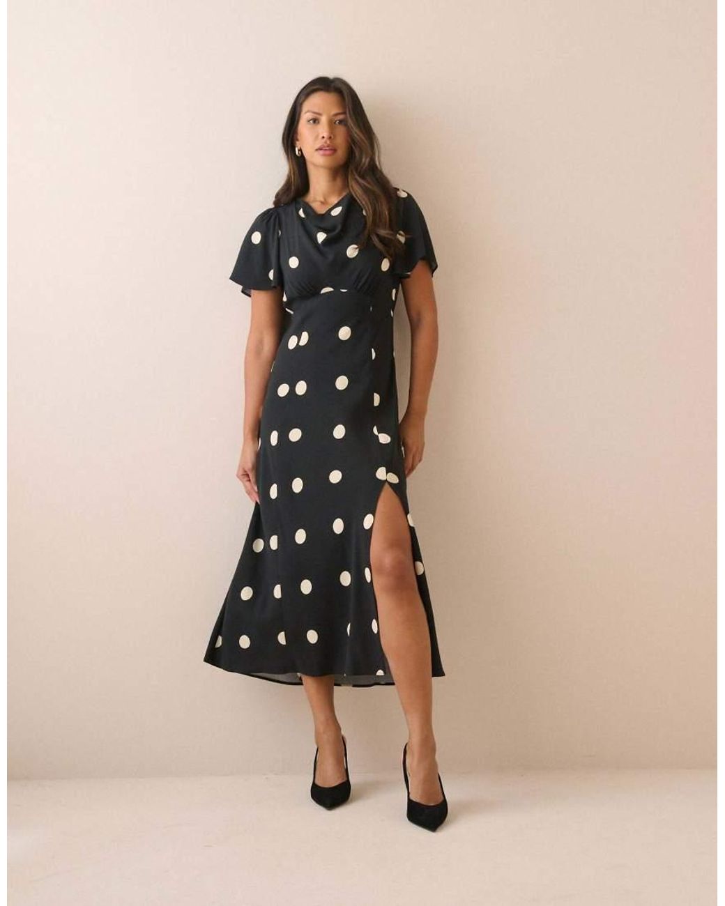 Nobody's Child Natural Polka Dot Cheryl Midi Dress