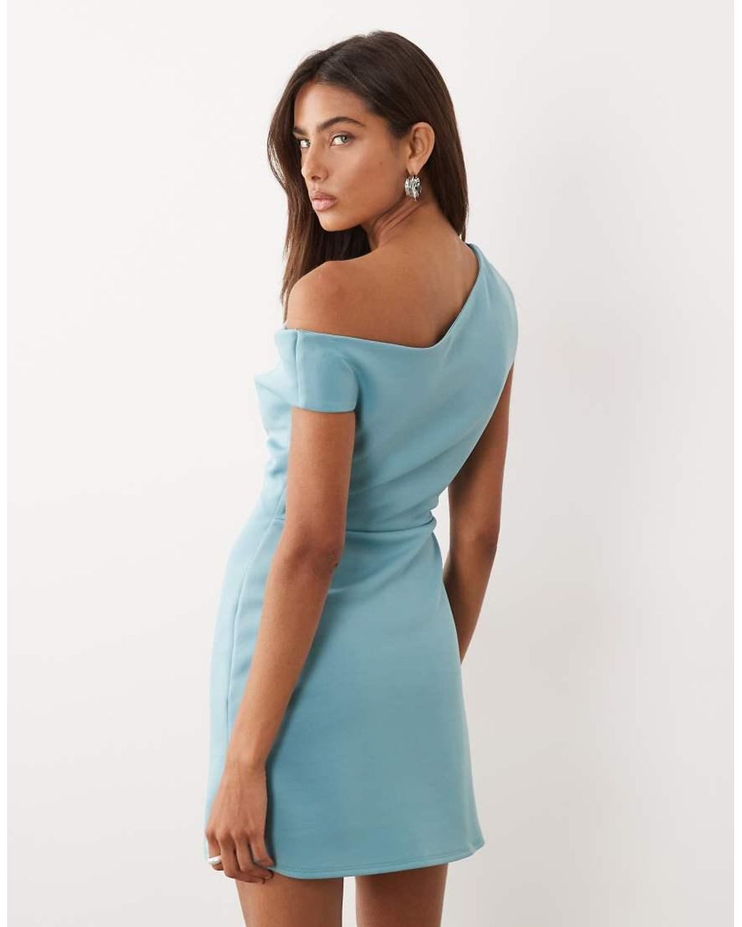 ASOS Blue Off Shoulder Sculpted Mini Dress