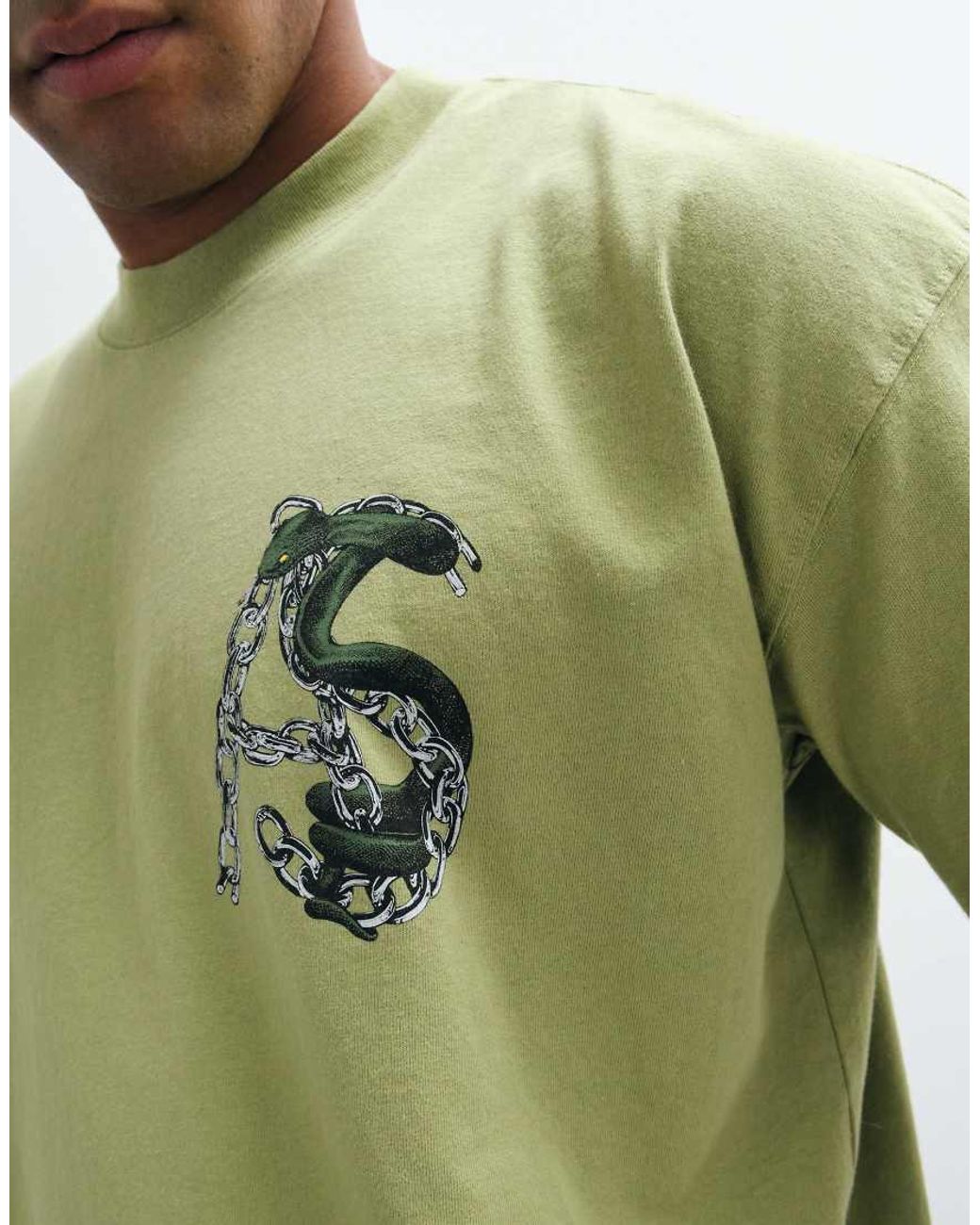 AllSaints Green Linx Short Sleeve Graphic Logo T-shirt With Back Print for men