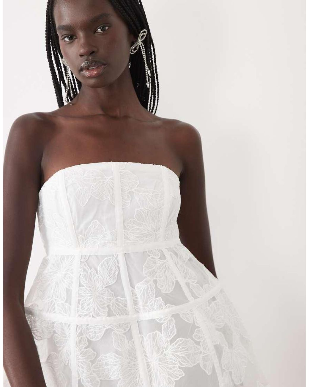 True Decadence White Bandeau Cage Mini Dress